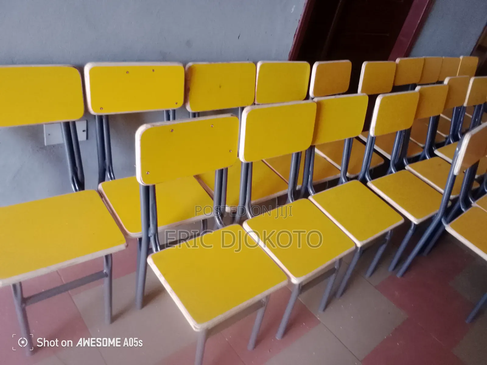 Students Desk Metal and Yellow Laminate