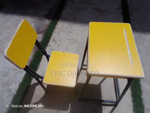 Students Desk Metal and Yellow Laminate