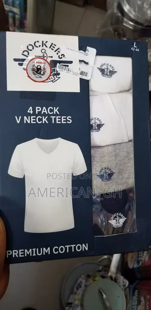 Dockers Premium v Neck Undershirt, 100% Cotton, 4pcs