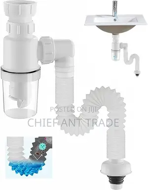 White Pop Up Drain With Extensible Hose Jx12050w
