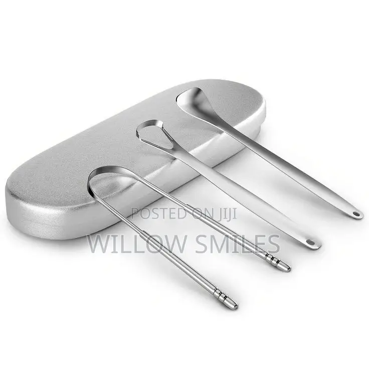4-in-1 Stainless Steel Tongue Scrapper in a Case