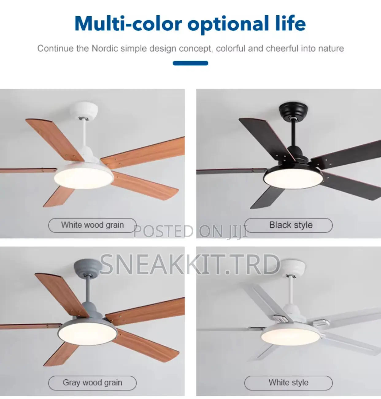 Modern 52 Inches Long Ceiling Fan With Remote Control Led Light