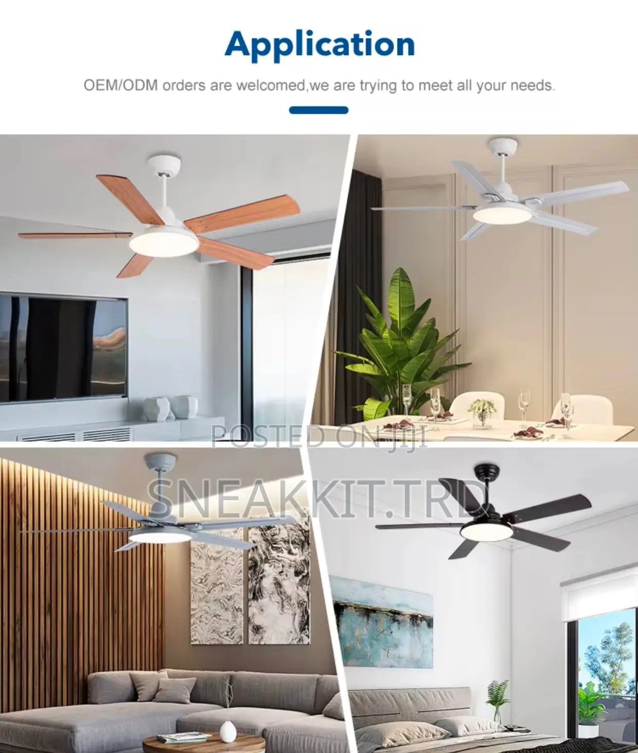 Modern 52 Inches Long Ceiling Fan With Remote Control Led Light