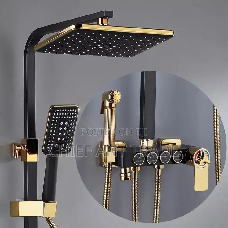 4 Flow Hot Cold Shower. Black Gold. 537