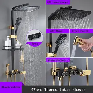 4 Flow Hot Cold Shower. Black Gold. 537