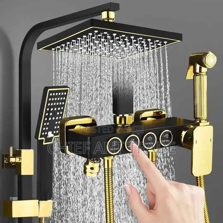 4 Flow Hot Cold Shower. Black Gold. 537