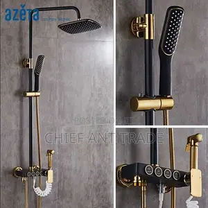 4 Flow Hot Cold Shower. Black Gold. 537