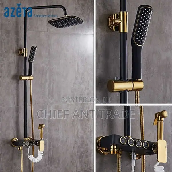 4 Flow Hot Cold Shower. Black Gold. 537