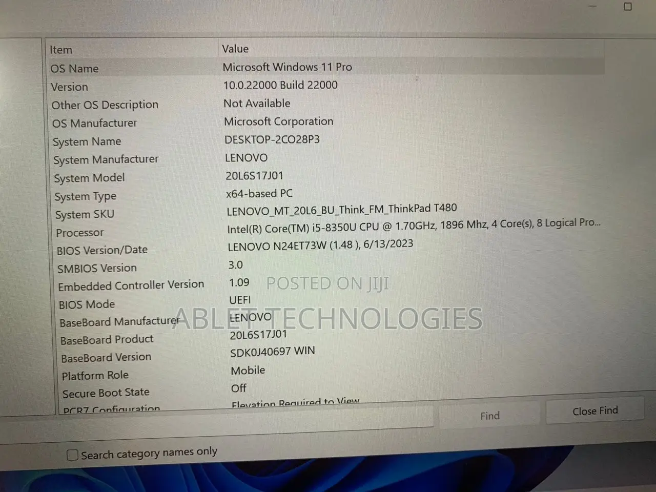 Laptop Lenovo ThinkPad T480 8GB Intel Core i5 SSD 256GB