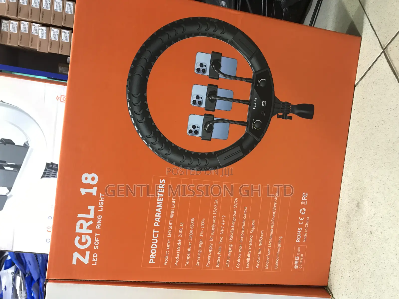 LED Soft Ring Light Rechargeable 18inch