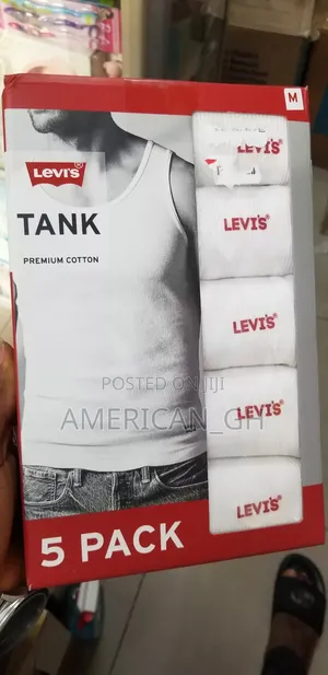 Levi's Premium Cotton Tank. 5 Pack, (M, L, XL)