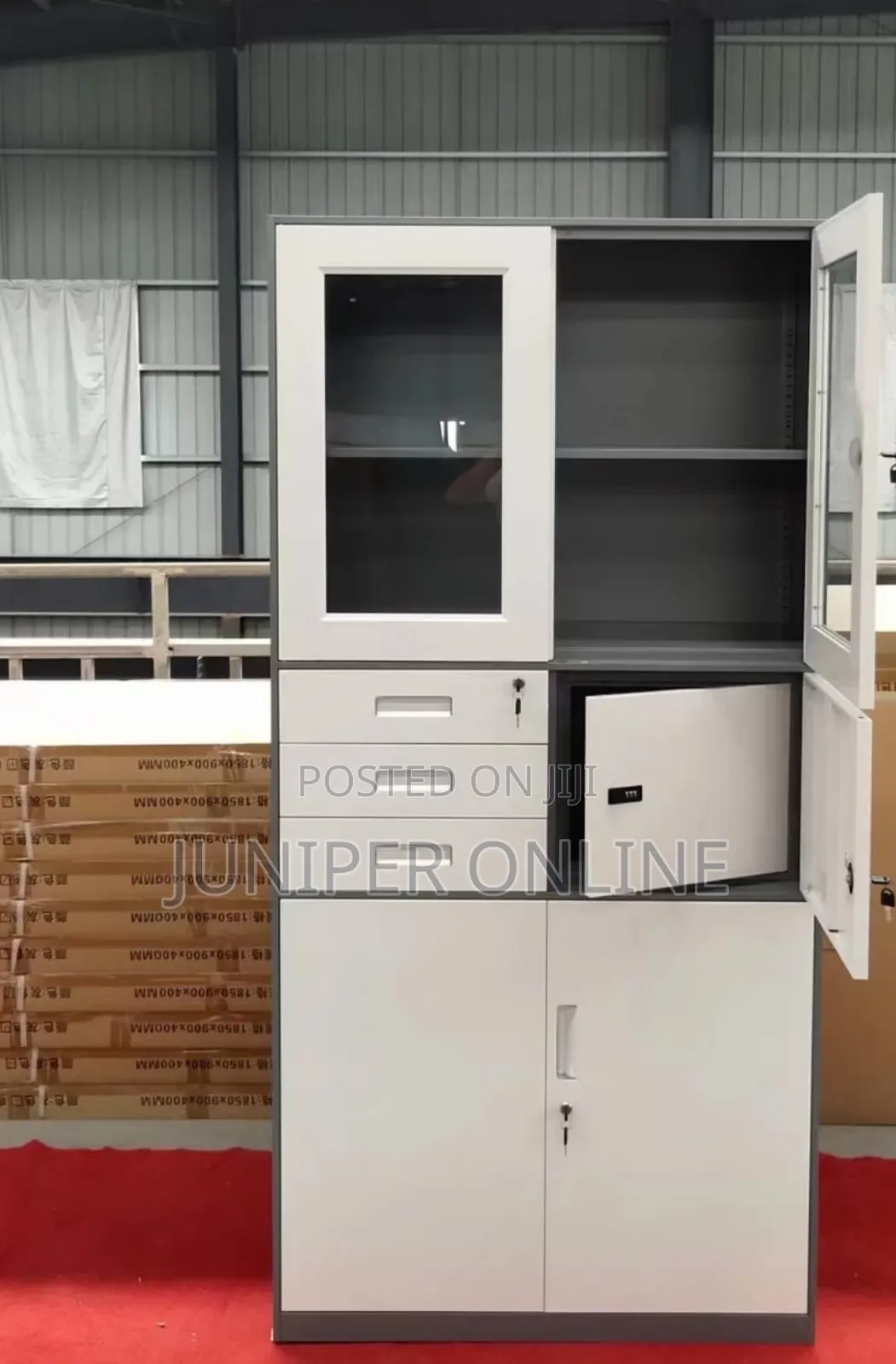 Office Cabinet Metallic Glass Sewn