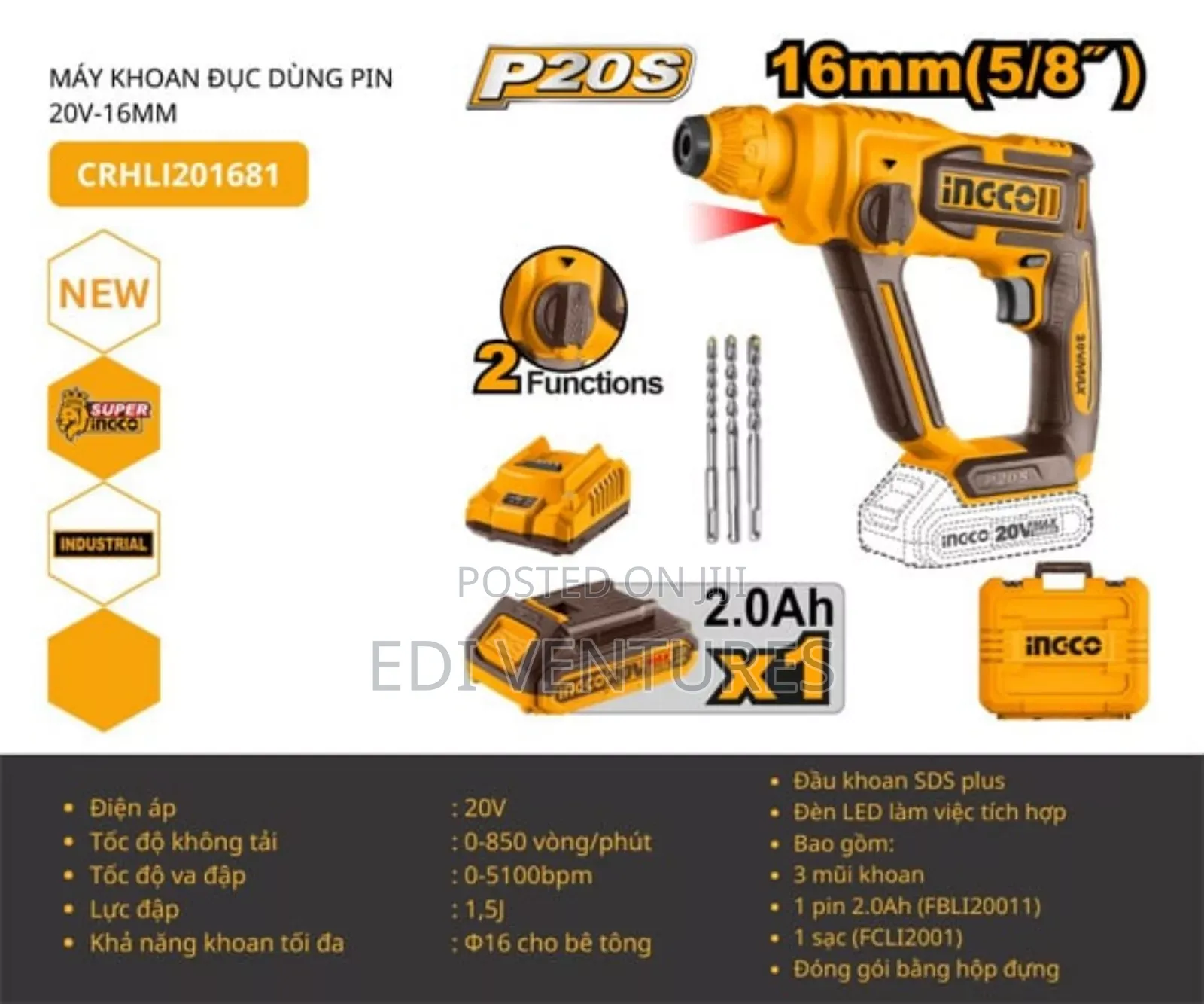 Ingco Cordless Rotary Hammer Crhli201681