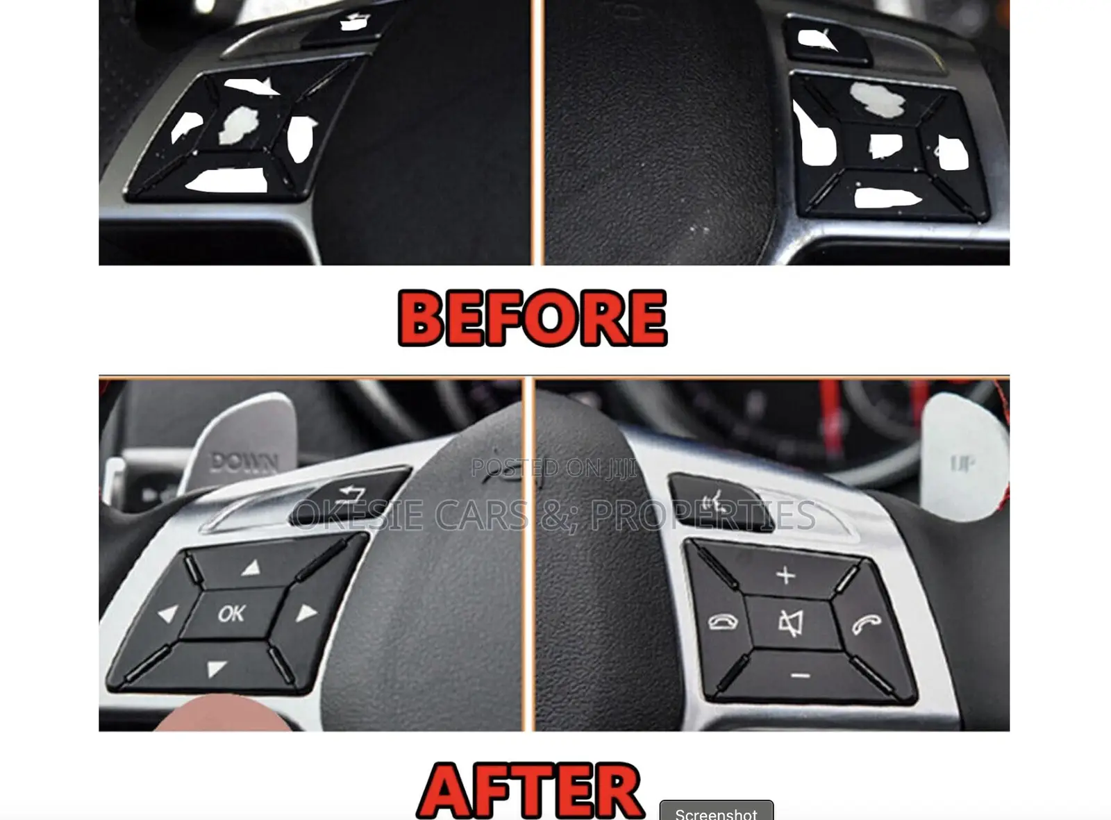 Black Steering Wheel Buttons Cover for Mercedes-Benz