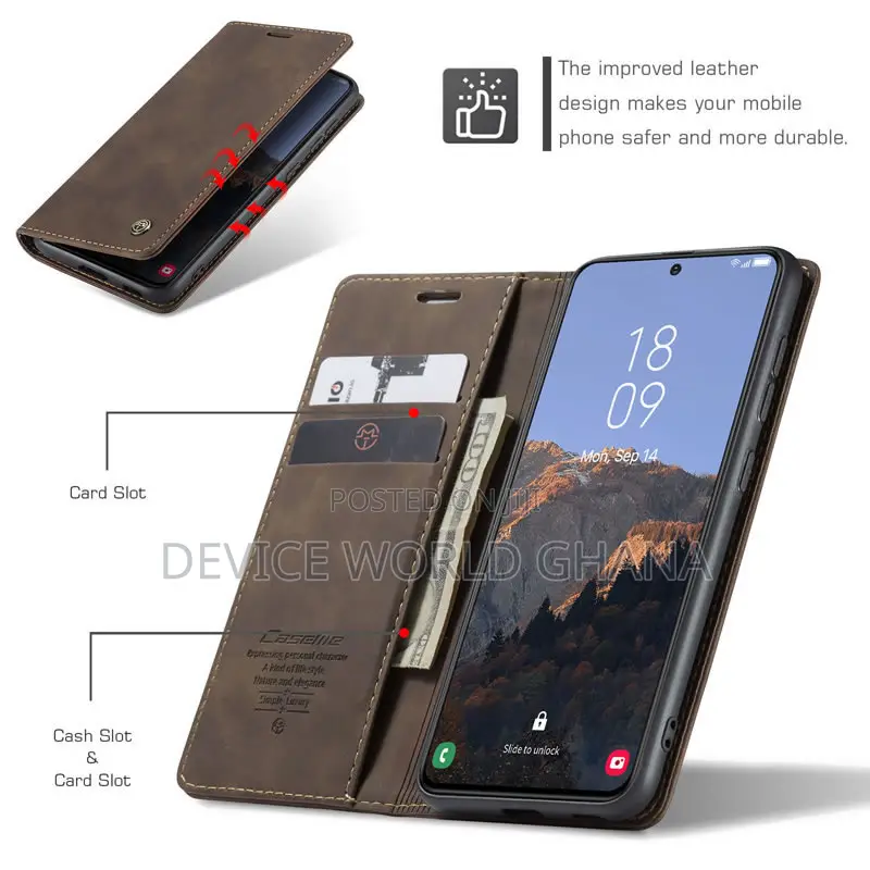 Nn Caseme Leather Flip Case for Samsung S24fe S23fe S21fe