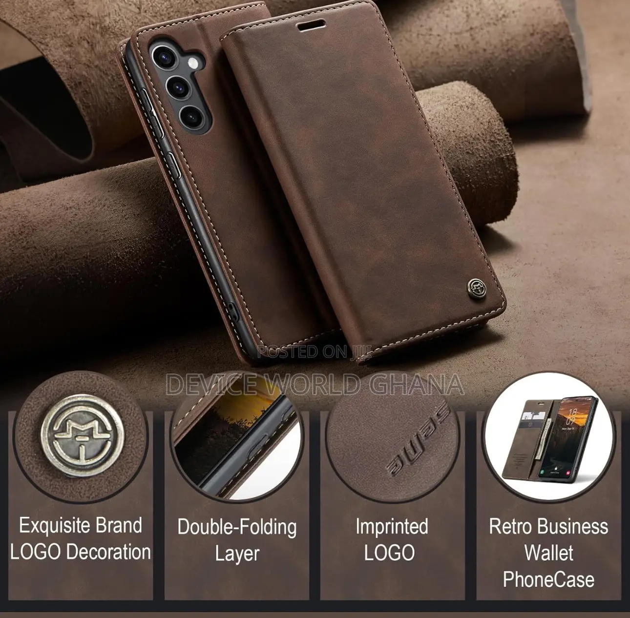 Nn Caseme Leather Flip Case for Samsung S24fe S23fe S21fe