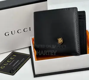 Gucci High Quality Soft Leather Mens Wallet- Coffee Black