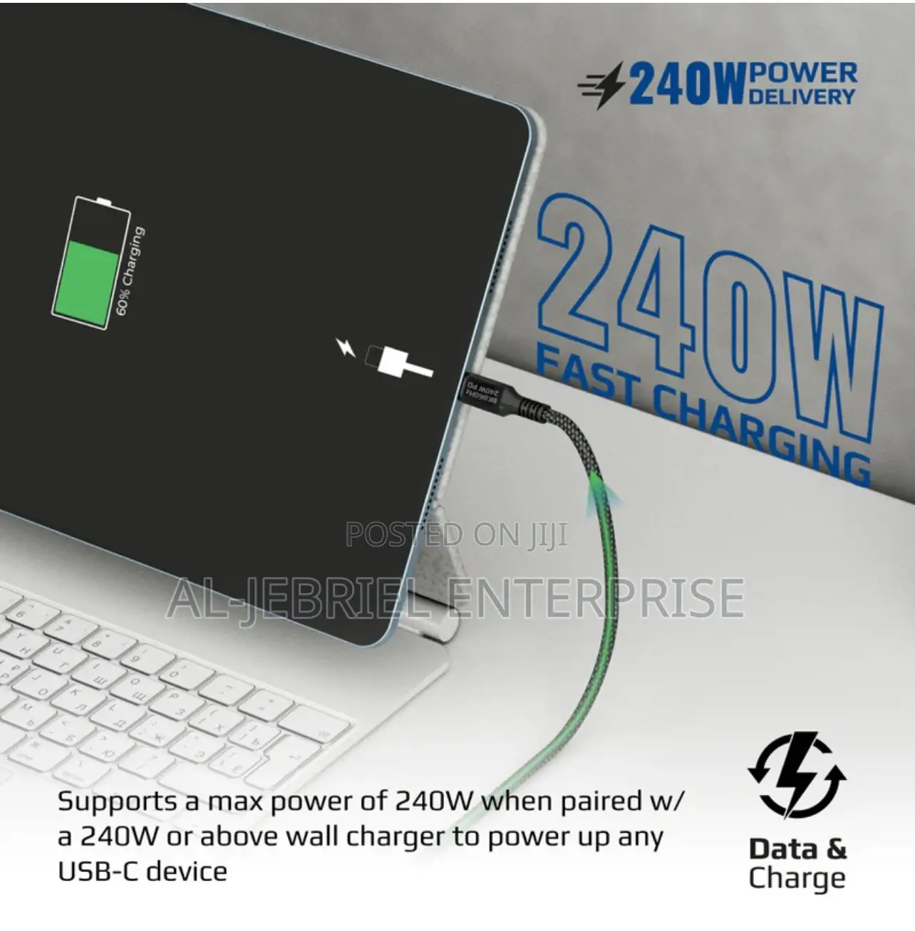 Promate Powerbolt 240W Power Delivery USB-C to USB-C Cable