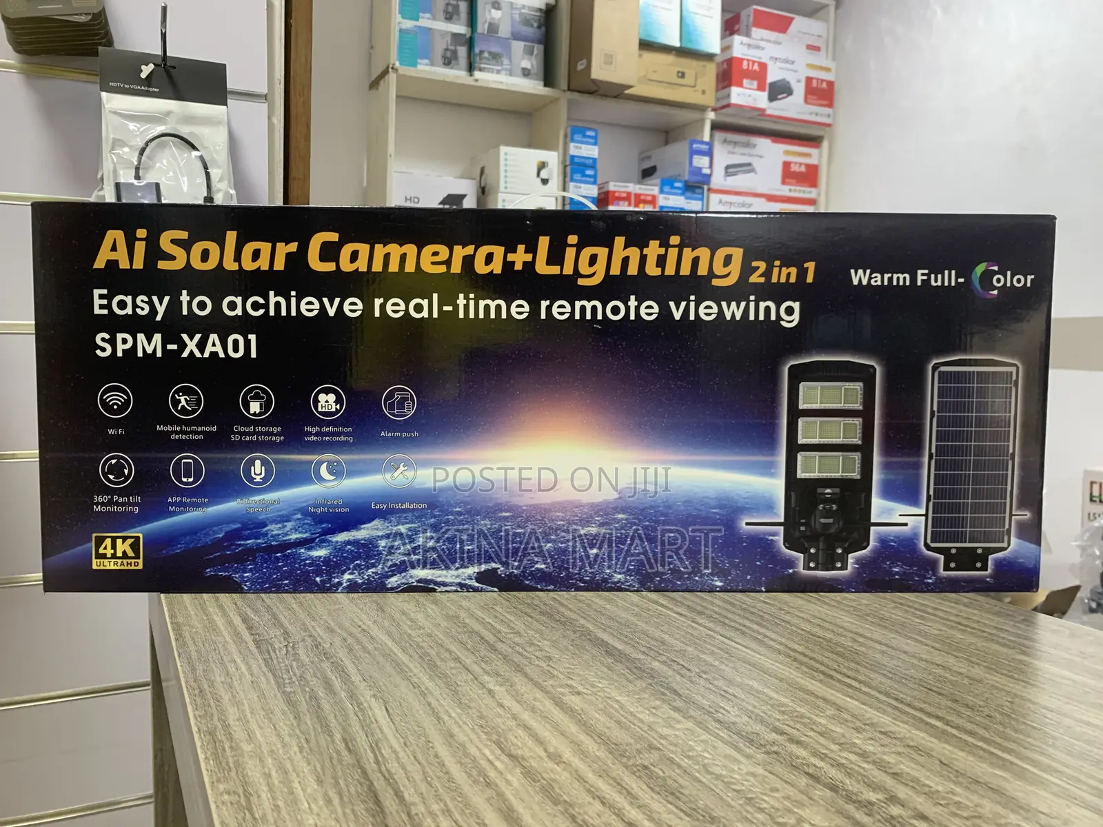 Ai 4g Solar Camera 3 Lens With 450w Street Light 2 in 1