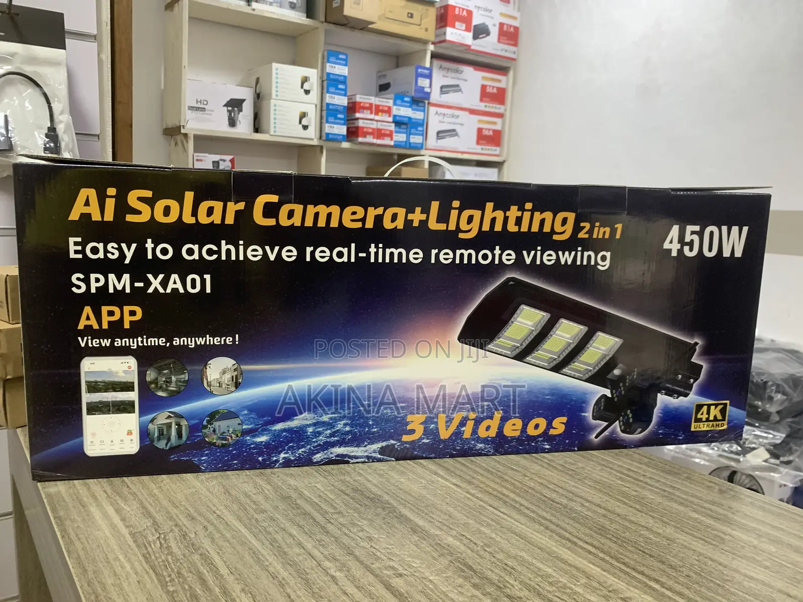 Ai 4g Solar Camera 3 Lens With 450w Street Light 2 in 1