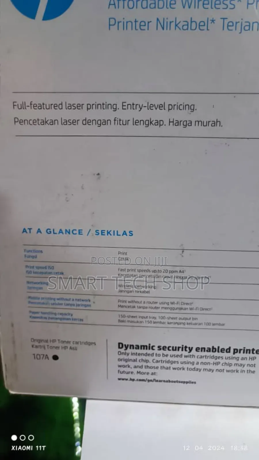 Hp Laserjet 107w Back and White Printer