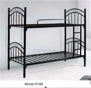 Stylish Double Bunk Metal Bed Frame Mattress Excluded Black