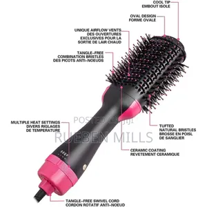 Hot Air Brush Hair Dryer and Straightener Multi-Function