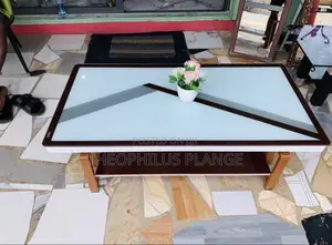 White Glass Center Table With Woods Legs