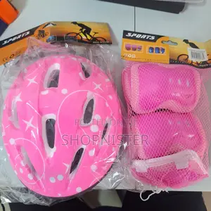 Kids Protective Cycle Gears Helmet and Knee Pad Pink