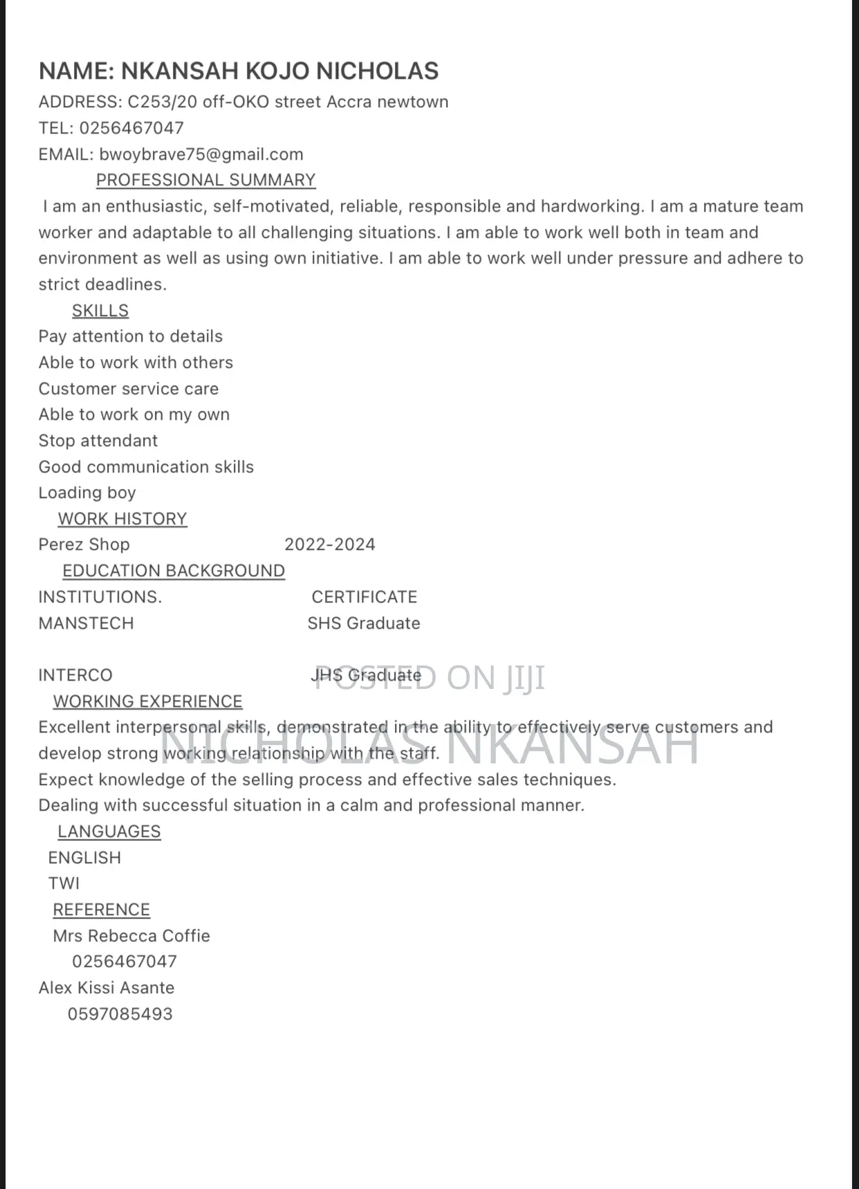 Advertising Marketing CV
