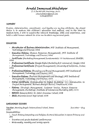 My General CV