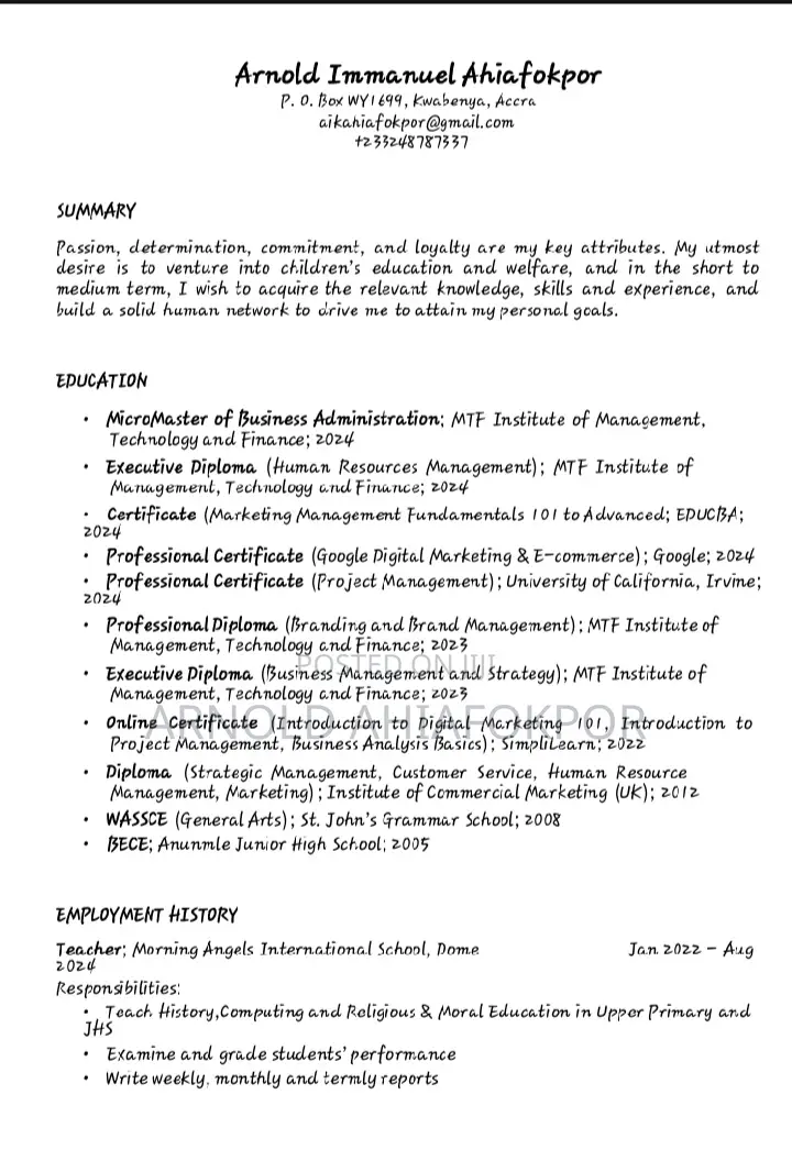 My General CV