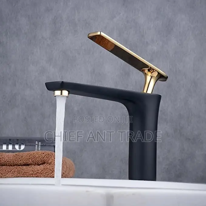 Black and Gold Basin Tap / Faucet. Hot Cold