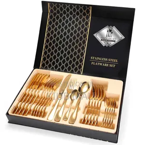 24 Pieces Quality Luxurious Cutlery Set Gold