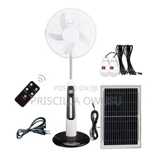 18-inch Rechargeable Fan Solar Panel 2 Bulbs Usb