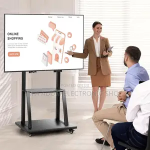 Mobile TV Stand: 32"-75" Tvs, Roll With Ease