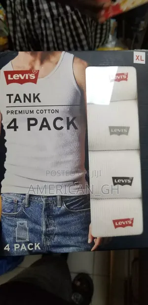 Levi's Premium Cotton Tank. 5 Pack, (M, L, XL)