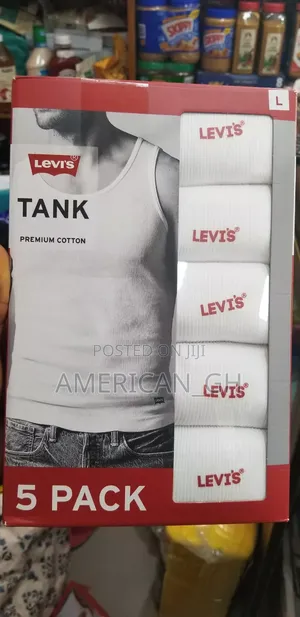 Levi's Premium Cotton Tank. 5 Pack, (M, L, XL)