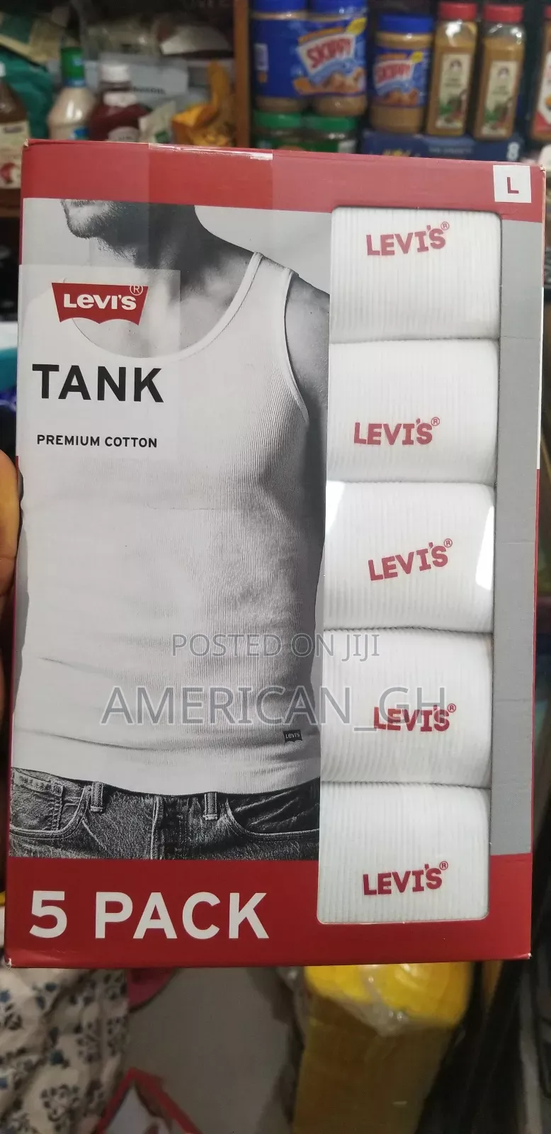 Levi's Premium Cotton Tank. 5 Pack, (M, L, XL)