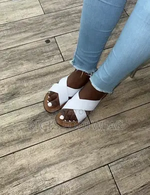 White Crossed Ladies Slippers