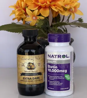 Natrol Biotin 10000 MCG + Jamaican Black Castor Oil for Hair