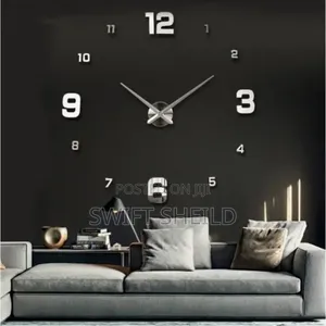 Silver Clock 3d Wall Design Clock Large 100 to 120cm