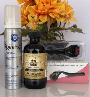 Rogaine + Castor Oil + Derma Roller for Beard and Hairline