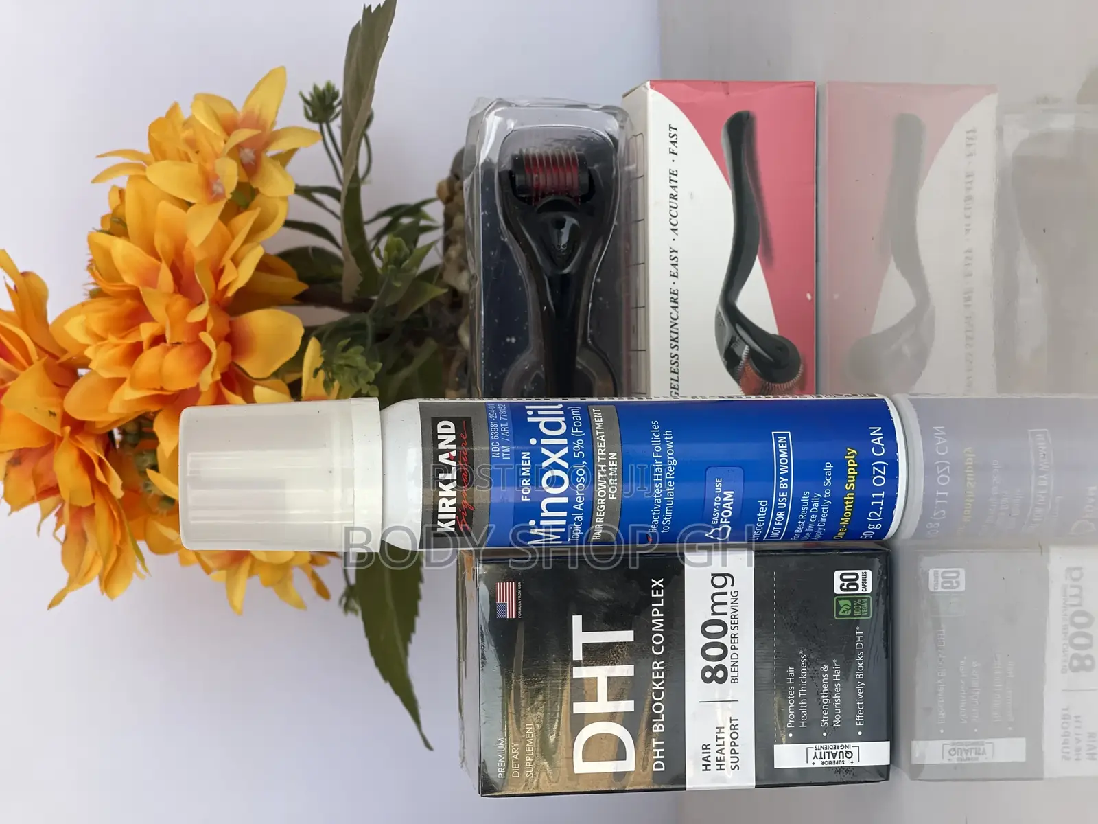 Kirkland Foam + DHT Blocker + Derma Roller for Hair Growth