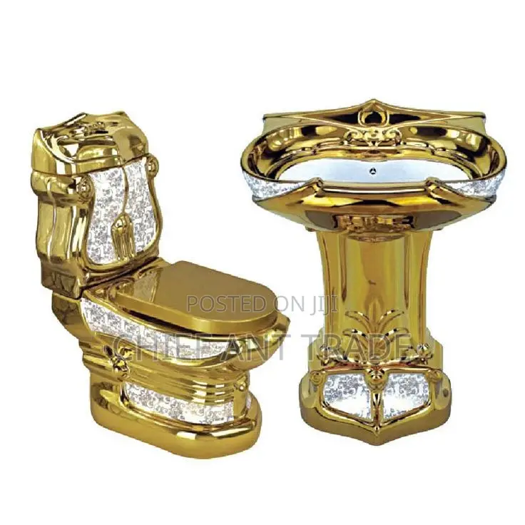 Golden Toilet Seat. Wc + Basin. Water Closet. Yt-10