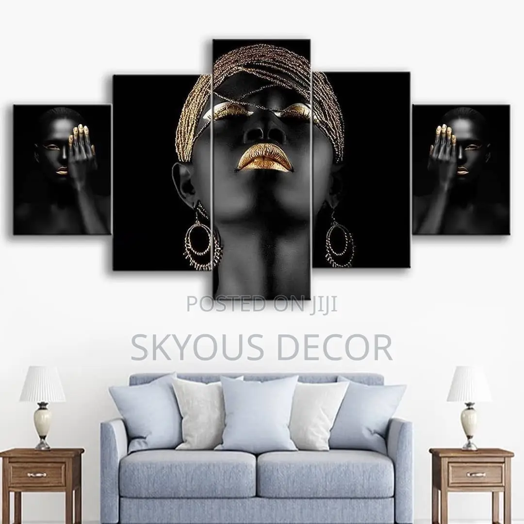 Black Girl Gold Wall Art Decor
