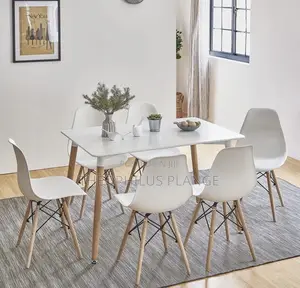White Dining Table Set With 6 Nordic Chairs