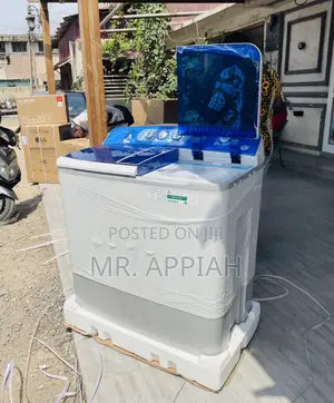 Quiet and Efficient Haier 18kg Semi-Auto Washing Machine.