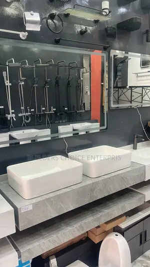 Marble Double Counter Top Basin With Led Mirror