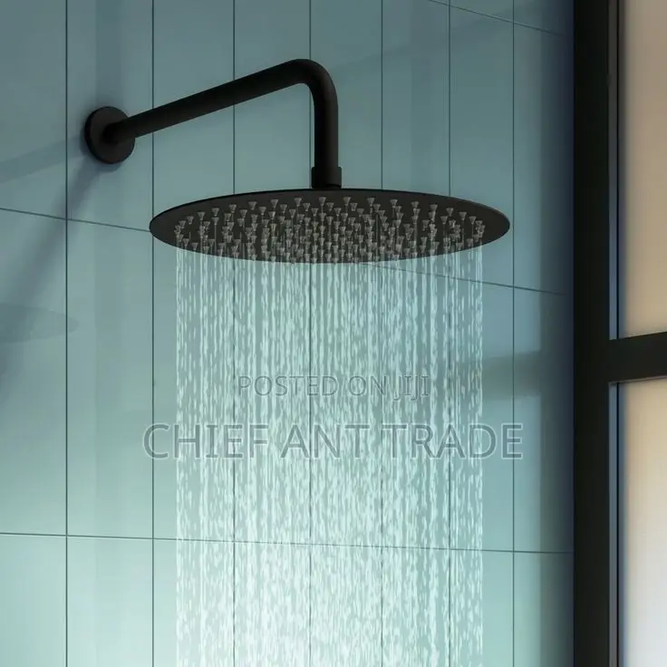 Black Shower Arm / Shower Head. 9"